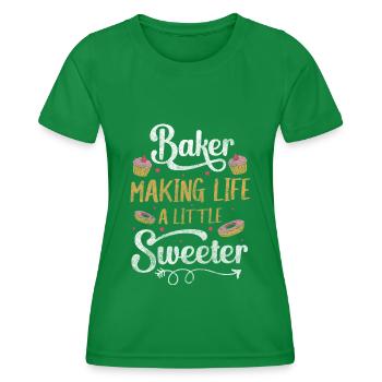 Baker Pastry Chef Cupcake - Women's Functional T-Shirt - kelly green - Front - AI Model Female 172 dark (172cm)