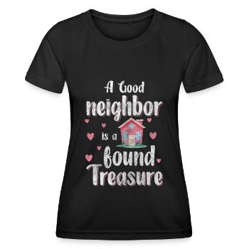 L’amitié des voisins déménage dans la pendaison de crémaillère - T-shirt sport Femme - noir - Devant - AI Model Female 172 light (172cm)
