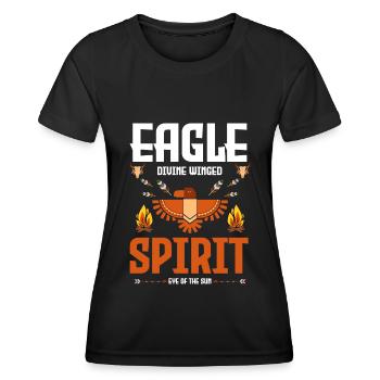 Indianer Ritual Feder Adler - Frauen Funktions-T-Shirt - Schwarz - Vorne - AI Model Female 172 light (172cm)
