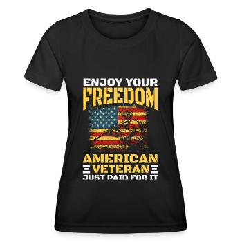 USA Flag Military Tourist - Women's Functional T-Shirt - black - Front - AI Model Female 172 light (172cm)