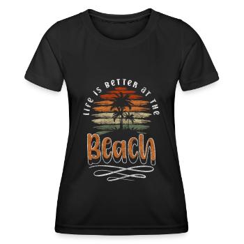 Strand Meer Brise Ferien - Frauen Funktions-T-Shirt - Schwarz - Vorne - AI Model Female 172 light (172cm)