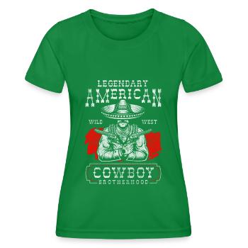 Bottes de cowboy Wild West USA - T-shirt sport Femme - vert - Devant - AI Model Female 172 dark (172cm)