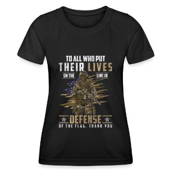 Soldat Sieg Menschenrechte - Frauen Funktions-T-Shirt - Schwarz - Vorne - AI Model Female 172 light (172cm)