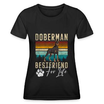 Dobermann Hund Tier Hundeliebe - Frauen Funktions-T-Shirt - Schwarz - Vorne - AI Model Female 172 light (172cm)