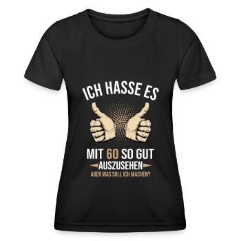 60. Geburtstag Damen Herren 60 Jahre - Frauen Funktions-T-Shirt - Schwarz - Vorne - AI Model Female 172 light (172cm)