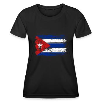 Cuba flag expat Cuba fan cigar fan smokes - Women's Functional T-Shirt - black - Front - AI Model Female 172 light (172cm)
