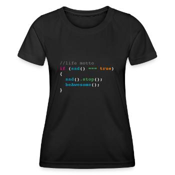 life motto code joke - Frauen Funktions-T-Shirt - Schwarz - Vorne - AI Model Female 172 light (172cm)