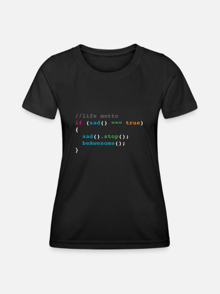 life motto code joke - Frauen Funktions-T-Shirt - Schwarz