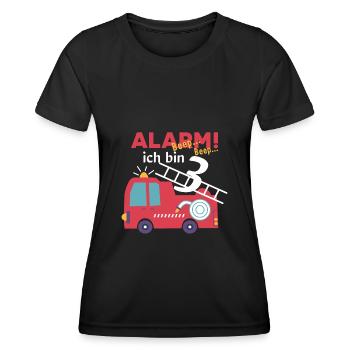 Alarm! Ich bin 3 Feuerwehr Design - Frauen Funktions-T-Shirt - Schwarz - Vorne - AI Model Female 172 light (172cm)