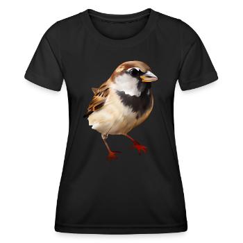 Moineau domestique - Birdwatcher Design - T-shirt sport Femme - noir - Devant - AI Model Female 172 light (172cm)