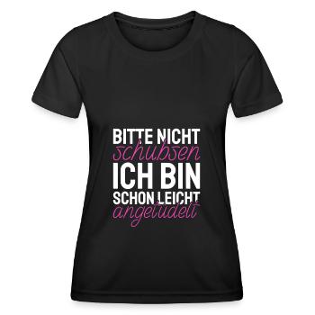 Bitte Nicht Schubsen Bin schon leicht angetüdelt - Frauen Funktions-T-Shirt - Schwarz - Vorne - AI Model Female 172 light (172cm)