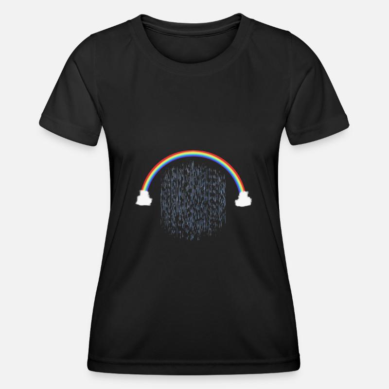 Rainbow with Rain Drops Pattern - Women's Functional T-Shirt - black