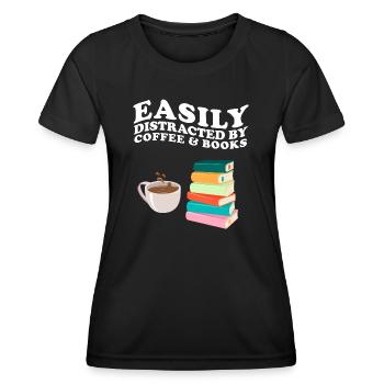 Facilement distrait par le café et les livres Kaffee Bücher - T-shirt sport Femme - noir - Devant - AI Model Female 172 light (172cm)