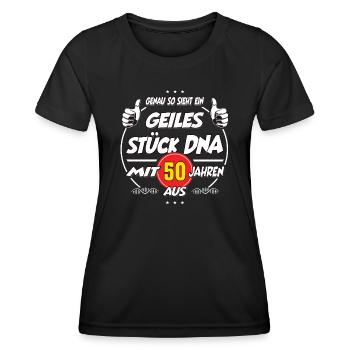 50 Jahre Geburtstag Geiles Stück DNA Geschenk - Frauen Funktions-T-Shirt - Schwarz - Vorne - AI Model Female 172 light (172cm)