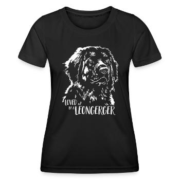 Aimé par un Leonberger Hundespruch Hunde Wilsigns - T-shirt sport Femme - noir - Devant - AI Model Female 172 light (172cm)