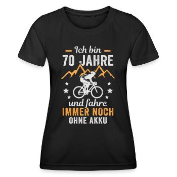 Radfahrer 70. Geburtstag Fahrrad ohne Akku - Frauen Funktions-T-Shirt - Schwarz - Vorne - AI Model Female 172 light (172cm)