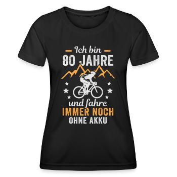 Radfahrer 80. Geburtstag Fahrrad ohne Akku - Frauen Funktions-T-Shirt - Schwarz - Vorne - AI Model Female 172 light (172cm)