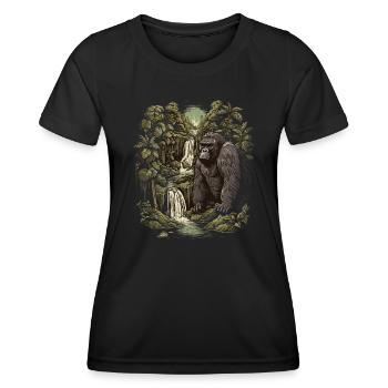 Gorilla Affe Tier Baby Jungtier Äffchen Gorillas - Frauen Funktions-T-Shirt - Schwarz - Vorne - AI Model Female 172 light (172cm)