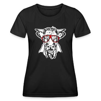 Vache à lunettes boeuf taureau pâturage animal Wilsigns - T-shirt sport Femme - noir - Devant - AI Model Female 172 light (172cm)