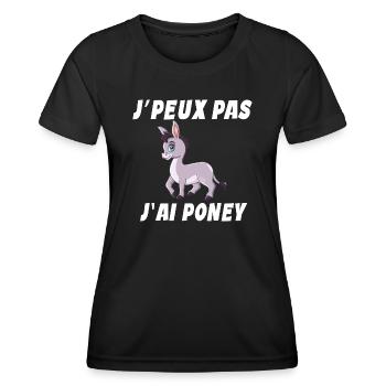 Poney - Cheval - Poney club - T-shirt sport Femme - noir - Devant - AI Model Female 172 light (172cm)