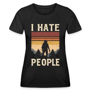 I Hate People - Hiking Mountaineering - Women's Functional T-Shirt - black - Front - AI Model Female 172 light (172cm)