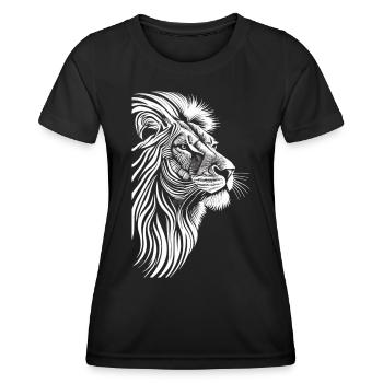 Königliche Anmut: Afrikanischer Löwe in Reinweiß - Frauen Funktions-T-Shirt - Schwarz - Vorne - AI Model Female 172 light (172cm)