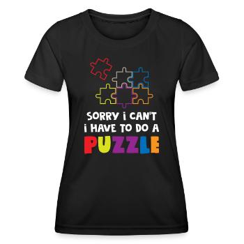Funny Puzzle Lover - Women's Functional T-Shirt - black - Front - AI Model Female 172 light (172cm)