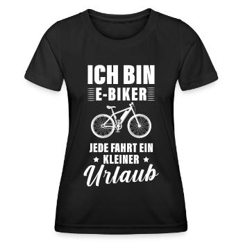 ICH UND E BIKE JEDE FAHRT EIN KLEINER URLAUB - Frauen Funktions-T-Shirt - Schwarz - Vorne - AI Model Female 172 light (172cm)