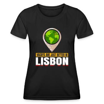 Joyable Lissabon Angenehmer Tourismus Zitat - Frauen Funktions-T-Shirt - Schwarz - Vorne - AI Model Female 172 light (172cm)