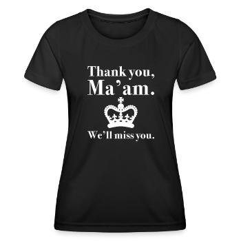 Merci Madame, tu vas nous manquer - T-shirt sport Femme - noir - Devant - AI Model Female 172 light (172cm)