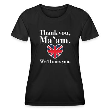 Merci Madame, tu vas nous manquer - T-shirt sport Femme - noir - Devant - AI Model Female 172 light (172cm)