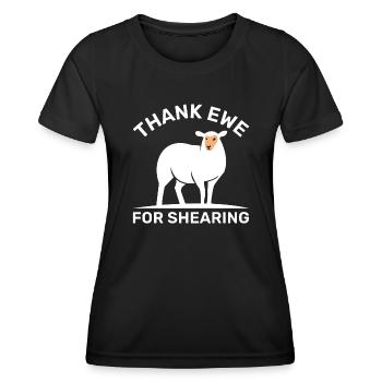 Merci à la brebis d’avoir tondu - T-shirt sport Femme - noir - Devant - AI Model Female 172 light (172cm)