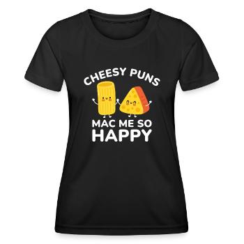 Cheesy Puns Mac Me Si Heureux - T-shirt sport Femme - noir - Devant - AI Model Female 172 light (172cm)