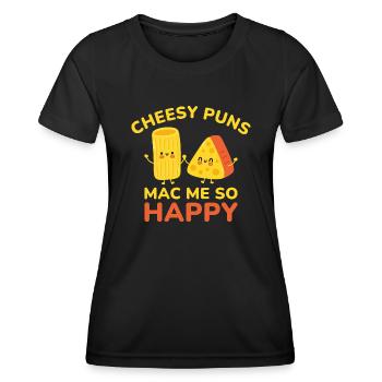 Cheesy Puns Mac Me Si Heureux - T-shirt sport Femme - noir - Devant - AI Model Female 172 light (172cm)