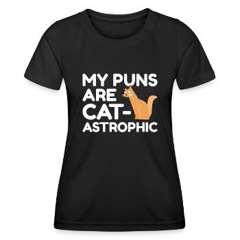 Mes jeux de mots sont catastrophiques - T-shirt sport Femme - noir - Devant - AI Model Female 172 light (172cm)