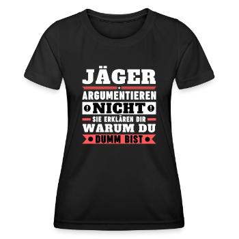 Les chasseurs ne se disputent pas - T-shirt sport Femme - noir - Devant - AI Model Female 172 light (172cm)