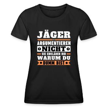 Les chasseurs ne se disputent pas - T-shirt sport Femme - noir - Devant - AI Model Female 172 light (172cm)