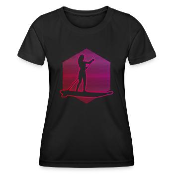 Standup Paddling Damen Standup Paddleboard - Frauen Funktions-T-Shirt - Schwarz - Vorne - AI Model Female 172 light (172cm)