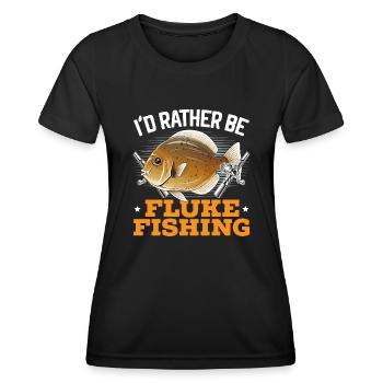 Flunder Fishing Fischfänger Sommerflunder - Frauen Funktions-T-Shirt - Schwarz - Vorne - AI Model Female 172 light (172cm)