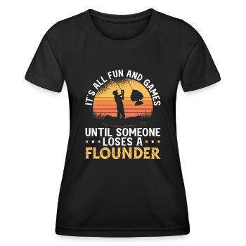Flunder Fishing Fischfänger Sommerflunder - Frauen Funktions-T-Shirt - Schwarz - Vorne - AI Model Female 172 light (172cm)