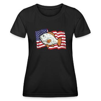 Flunder Fishing Fischfänger Sommerflunder - Frauen Funktions-T-Shirt - Schwarz - Vorne - AI Model Female 172 light (172cm)