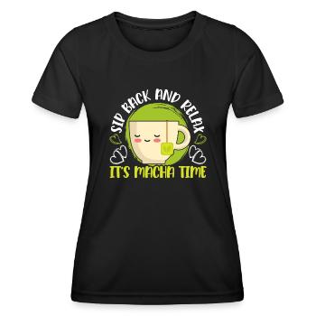 Matcha Tee Liebhaber Matcha Sprüche Tee Zeit - Frauen Funktions-T-Shirt - Schwarz - Vorne - AI Model Female 172 light (172cm)