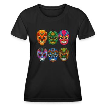 Lucha Libre Wrestler Mexican Wrestling Luchador - Frauen Funktions-T-Shirt - Schwarz - Vorne - AI Model Female 172 light (172cm)