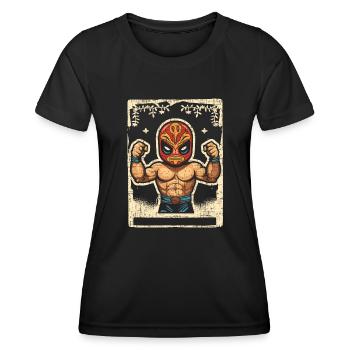 Lucha Libre Wrestler Mexican Wrestling Luchador - Frauen Funktions-T-Shirt - Schwarz - Vorne - AI Model Female 172 light (172cm)