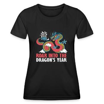 Année du Dragon, Nouvel An chinois 2024 - T-shirt sport Femme - noir - Devant - AI Model Female 172 light (172cm)