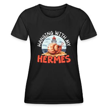 Mignon bernard-l’ermite crabes crustacés - T-shirt sport Femme - noir - Devant - AI Model Female 172 light (172cm)