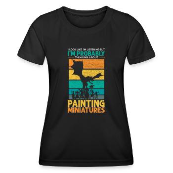 Peinture Miniature Miniaturiste Miniaturiste Chevalier Miniaturiste - T-shirt sport Femme - noir - Devant - AI Model Female 172 light (172cm)