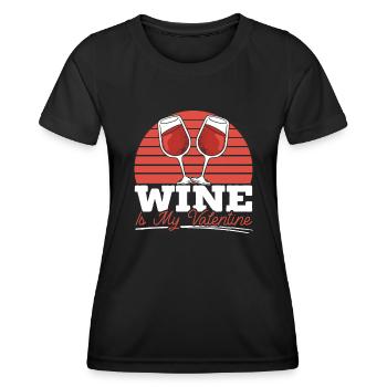 14. Februar Valentinstag-Geschenk Wein - Frauen Funktions-T-Shirt - Schwarz - Vorne - AI Model Female 172 light (172cm)