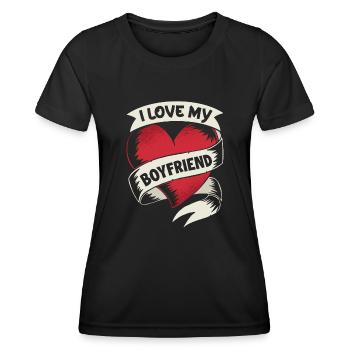 February 14 Valentine's Day Gift Boyfriend Love - Women's Functional T-Shirt - black - Front - AI Model Female 172 light (172cm)