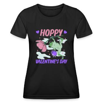 14. Februar Valentinstag-Geschenk Lustiger Frosch - Frauen Funktions-T-Shirt - Schwarz - Vorne - AI Model Female 172 light (172cm)